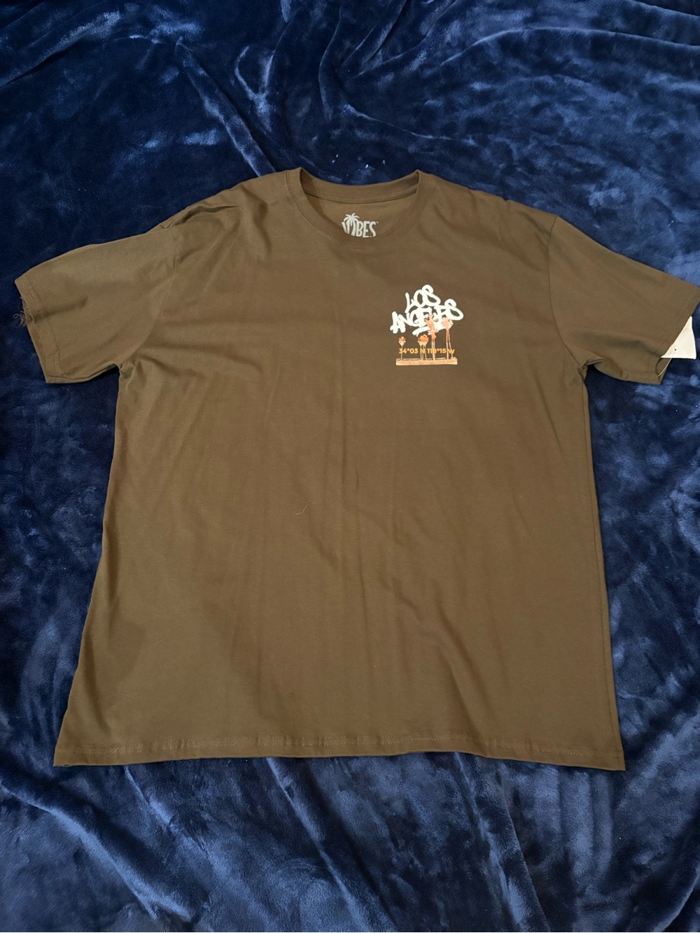Vibe Olive Brown Short Sleeve Tee with Palm Graphic